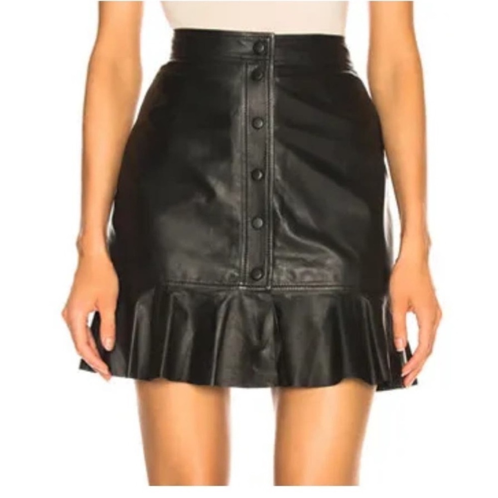 Ganni Rhinehart Lamb Leather Mini Snap On Skirt Size Small - Picture 9 of 9